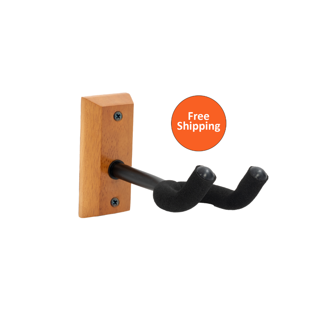 thumbnail image 2 of Donner Guitar Wall Mount Hanger 3-Pack, Black Walnut Guitar Wall Holder For Acoustic Electric 2 of 13