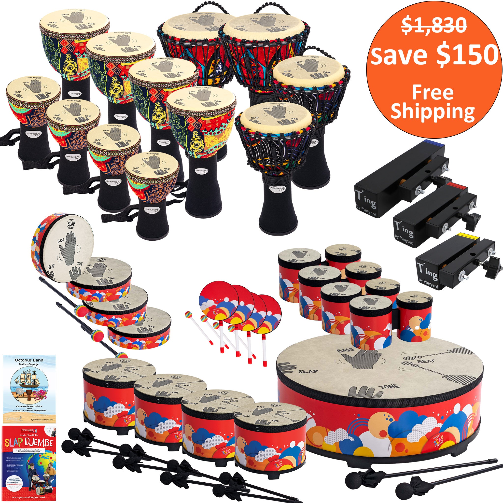 Steel Pans Big Band Set - stands & mallets included